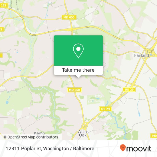 Mapa de 12811 Poplar St, Silver Spring, MD 20904