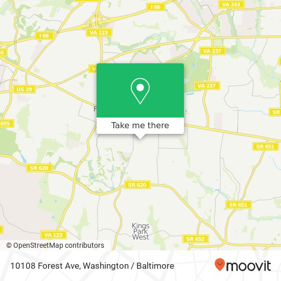 Mapa de 10108 Forest Ave, Fairfax, VA 22032