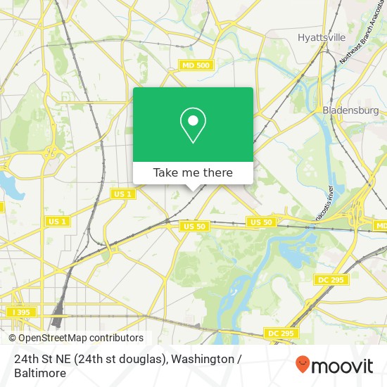 Mapa de 24th St NE (24th st douglas), Washington, DC 20018