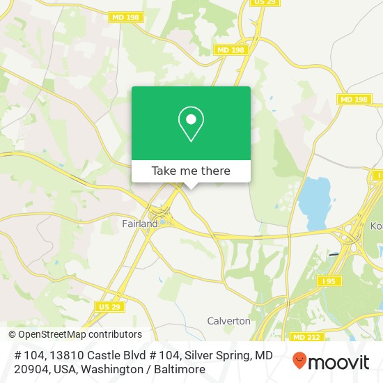 Mapa de # 104, 13810 Castle Blvd # 104, Silver Spring, MD 20904, USA