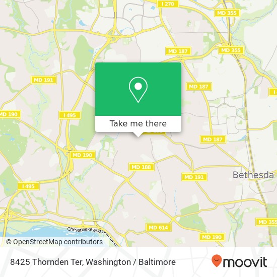 Mapa de 8425 Thornden Ter, Bethesda, MD 20817