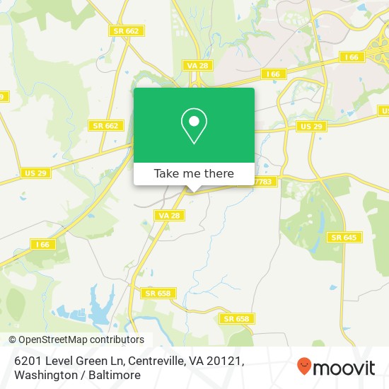 Mapa de 6201 Level Green Ln, Centreville, VA 20121