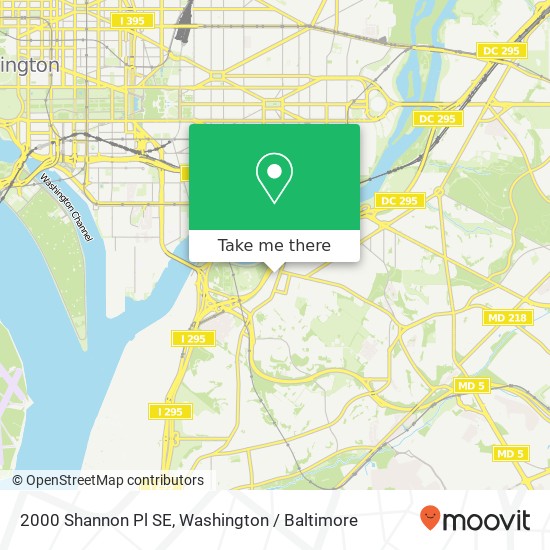 Mapa de 2000 Shannon Pl SE, Washington, DC 20020