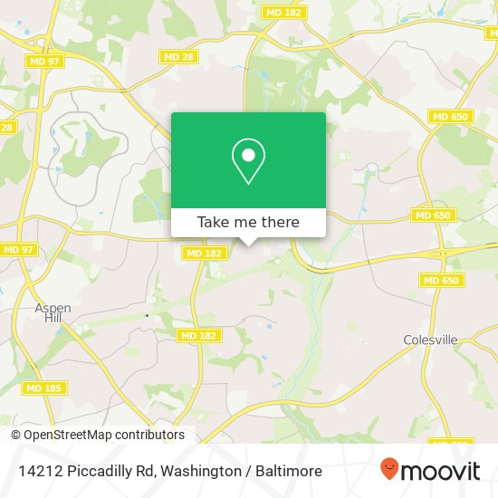 Mapa de 14212 Piccadilly Rd, Silver Spring, MD 20906