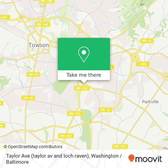 Mapa de Taylor Ave (taylor av and loch raven), Towson, MD 21286