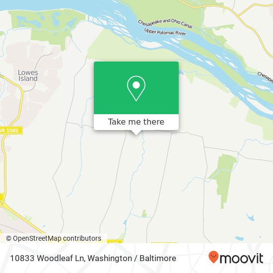 Mapa de 10833 Woodleaf Ln, Great Falls, VA 22066