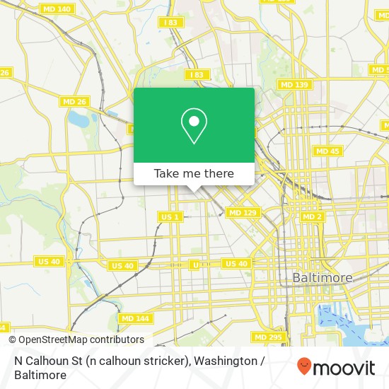 Mapa de N Calhoun St (n calhoun stricker), Baltimore, MD 21217