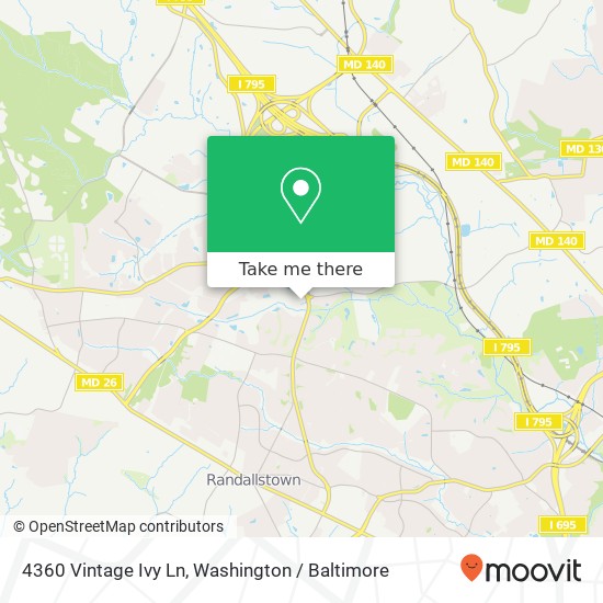 Mapa de 4360 Vintage Ivy Ln, Owings Mills, MD 21117