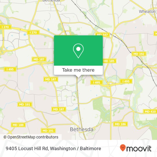 Mapa de 9405 Locust Hill Rd, Bethesda, MD 20814