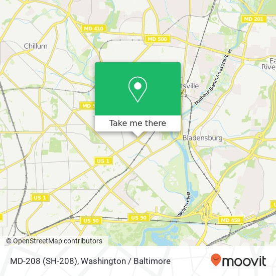 Mapa de MD-208 (SH-208), Brentwood, MD 20722