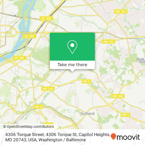 Mapa de 4306 Torque Street, 4306 Torque St, Capitol Heights, MD 20743, USA