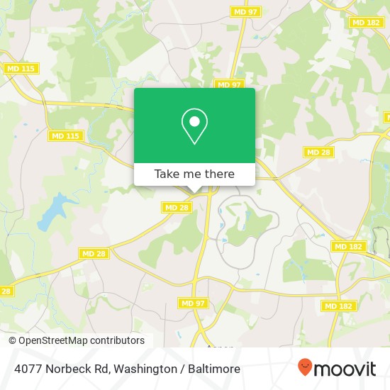 Mapa de 4077 Norbeck Rd, Rockville, MD 20853