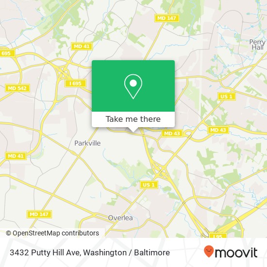 Mapa de 3432 Putty Hill Ave, Parkville, MD 21234