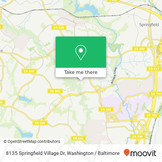 Mapa de 8135 Springfield Village Dr, Springfield, VA 22152