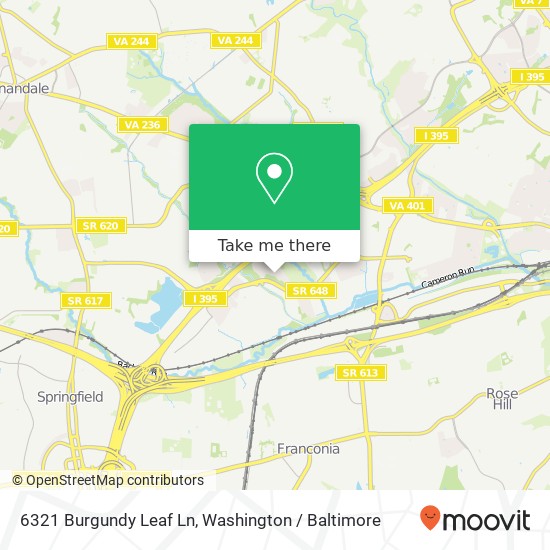 Mapa de 6321 Burgundy Leaf Ln, Alexandria, VA 22312