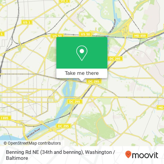 Mapa de Benning Rd NE (34th and benning), Washington, DC 20019