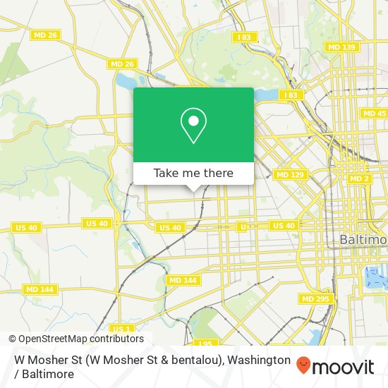 Mapa de W Mosher St (W Mosher St & bentalou), Baltimore, MD 21216