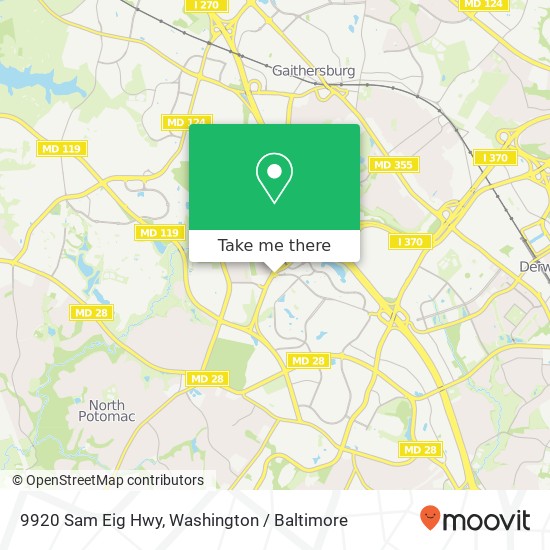 Mapa de 9920 Sam Eig Hwy, Gaithersburg, MD 20878