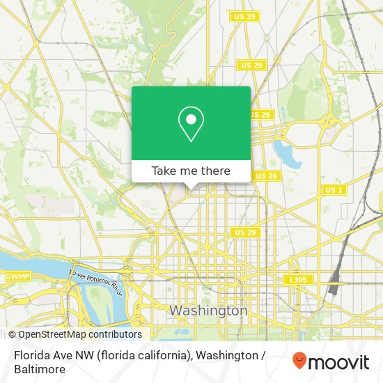 Mapa de Florida Ave NW (florida california), Washington, DC 20009