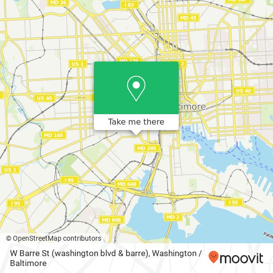 Mapa de W Barre St (washington blvd & barre), Baltimore, MD 21230
