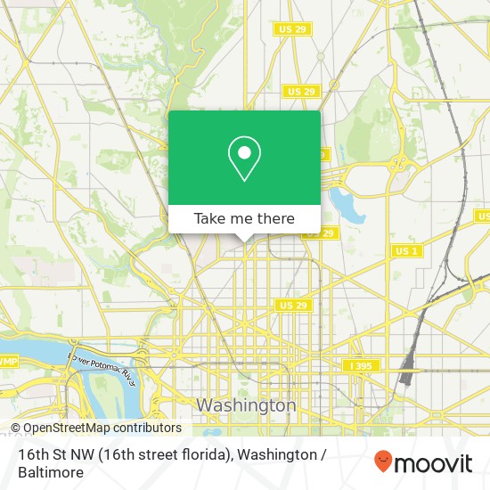 Mapa de 16th St NW (16th street florida), Washington, DC 20009