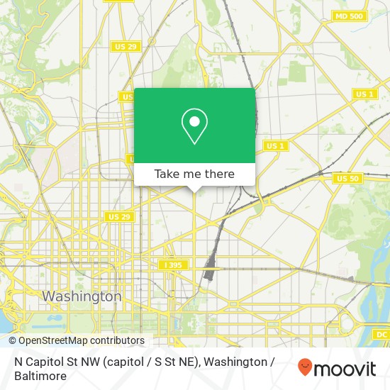 N Capitol St NW (capitol / S St NE), Washington, DC 20002 map