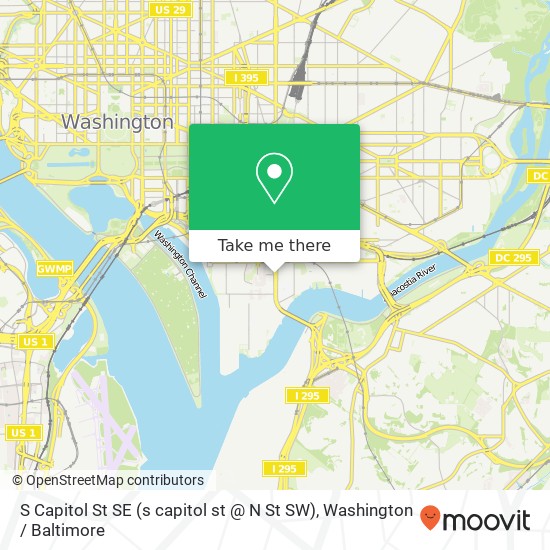 Mapa de S Capitol St SE (s capitol st @ N St SW), Washington, DC 20003
