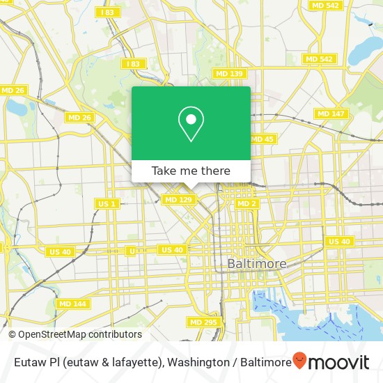 Eutaw Pl (eutaw & lafayette), Baltimore, MD 21217 map