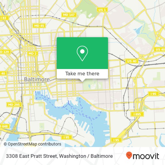 Mapa de 3308 East Pratt Street, 3308 E Pratt St, Baltimore, MD 21231, USA