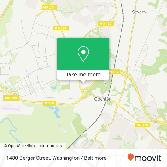 Mapa de 1480 Berger Street, 1480 Berger St, Odenton, MD 21113, USA