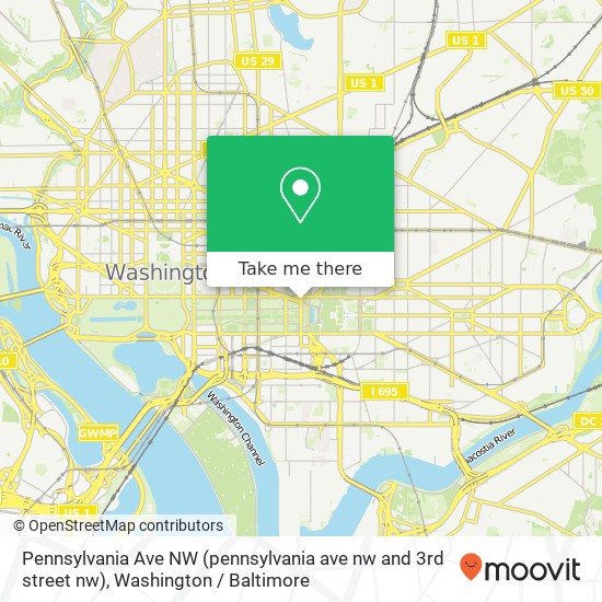 Mapa de Pennsylvania Ave NW (pennsylvania ave nw and 3rd street nw), Washington, DC 20004
