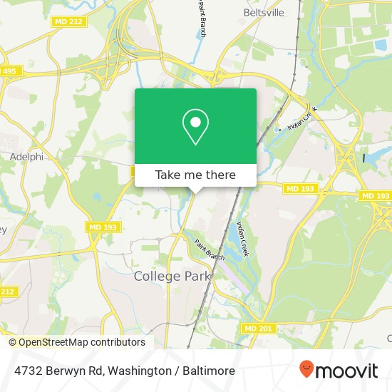 Mapa de 4732 Berwyn Rd, College Park, MD 20740