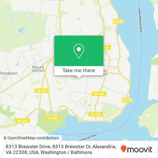 Mapa de 8313 Brewster Drive, 8313 Brewster Dr, Alexandria, VA 22308, USA