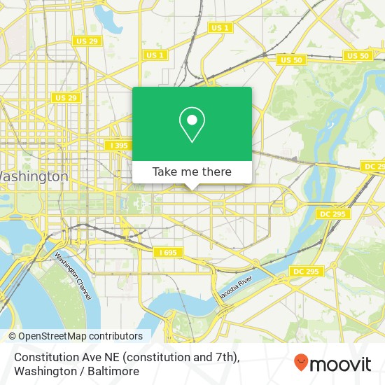 Constitution Ave NE (constitution and 7th), Washington, DC 20002 map