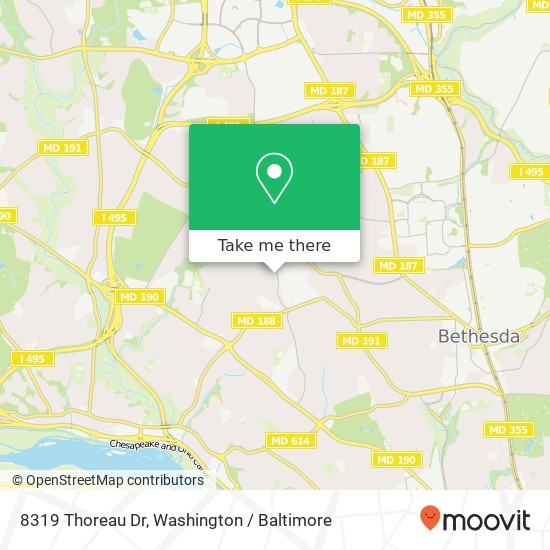 Mapa de 8319 Thoreau Dr, Bethesda, MD 20817