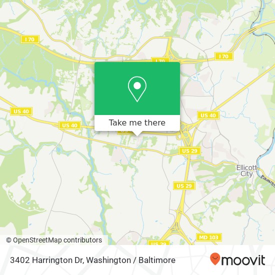 Mapa de 3402 Harrington Dr, Ellicott City, MD 21042