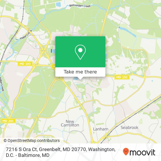 Mapa de 7216 S Ora Ct, Greenbelt, MD 20770