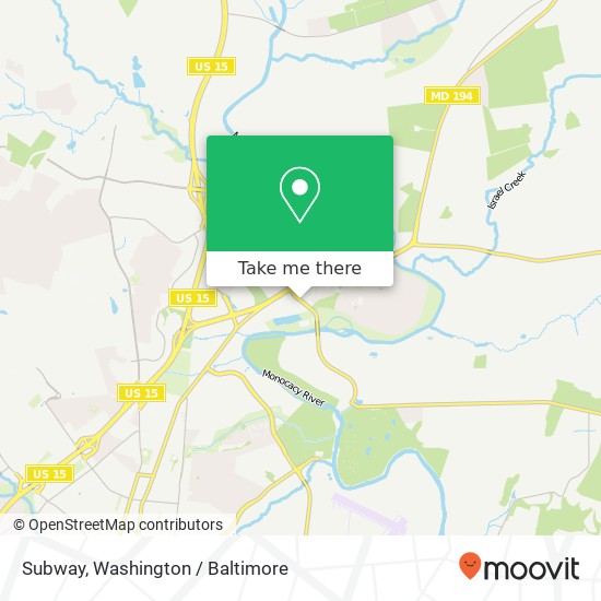 Subway, 1811 Monocacy Blvd map