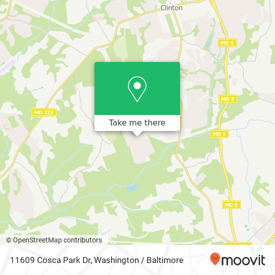 Mapa de 11609 Cosca Park Dr, Clinton, MD 20735