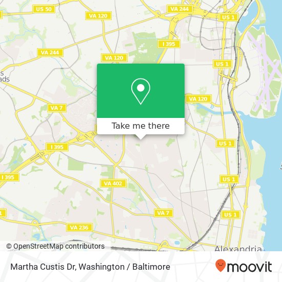 Mapa de Martha Custis Dr, Alexandria, VA 22302