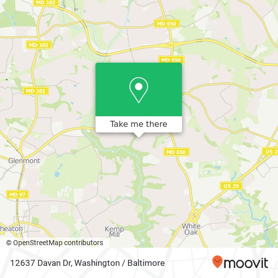 Mapa de 12637 Davan Dr, Silver Spring, MD 20904