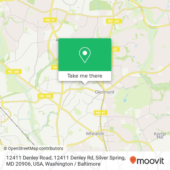 Mapa de 12411 Denley Road, 12411 Denley Rd, Silver Spring, MD 20906, USA