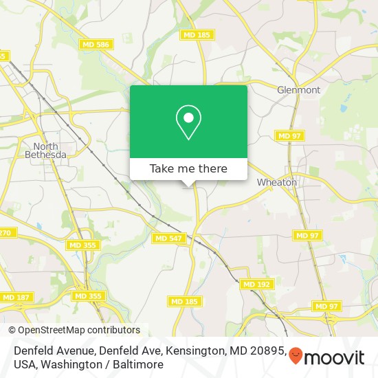 Mapa de Denfeld Avenue, Denfeld Ave, Kensington, MD 20895, USA