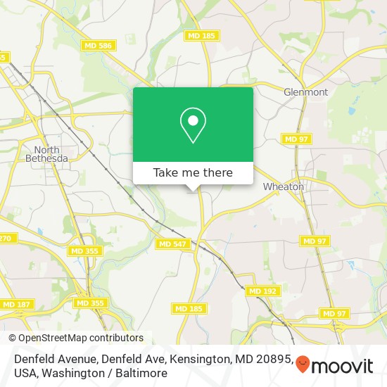 Denfeld Avenue, Denfeld Ave, Kensington, MD 20895, USA map