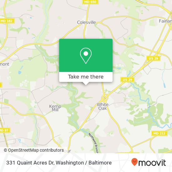 Mapa de 331 Quaint Acres Dr, Silver Spring, MD 20904