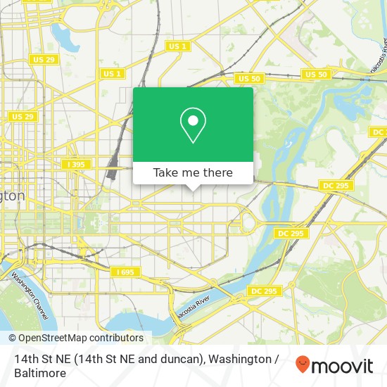Mapa de 14th St NE (14th St NE and duncan), Washington, DC 20002