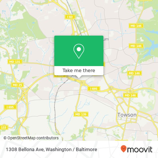 Mapa de 1308 Bellona Ave, Lutherville Timonium, MD 21093
