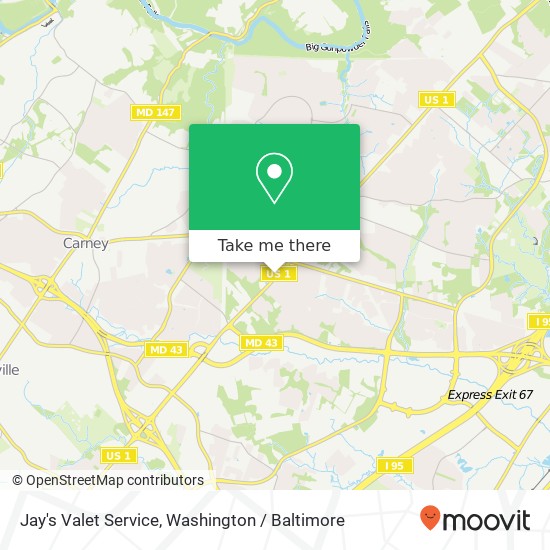 Mapa de Jay's Valet Service, 8622 Belair Rd