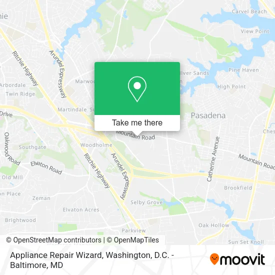 Appliance Repair Wizard, Mountain Rd map
