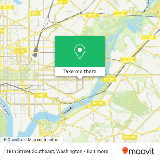 Mapa de 18th Street Southeast, 18th St SE & Independence Ave SE, Washington, DC 20003, USA